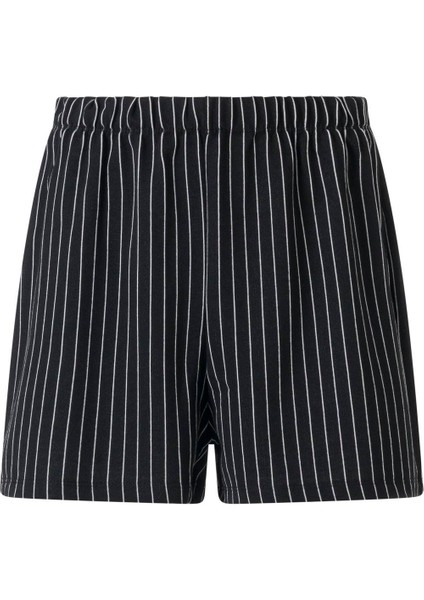 Kadın Siyah Ay Güneş Desen Tişört Şort Takım