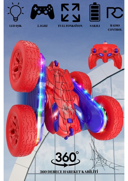Uzaktan Kumandalı Full Fonksiyon LED Işıklı Akrobat Araba 2.4 Ghz