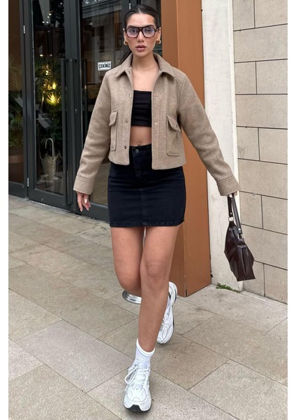 Siyah Mini Jean Etek MG2099