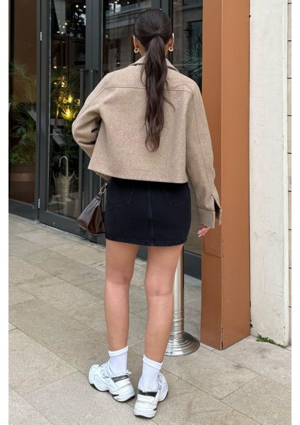 Siyah Mini Jean Etek MG2099