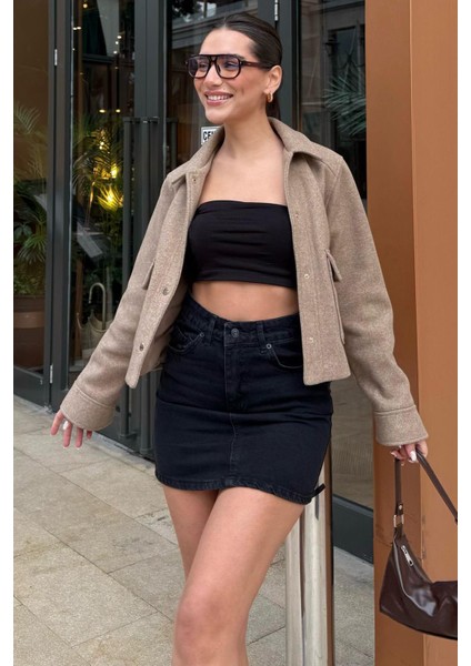 Siyah Mini Jean Etek MG2099