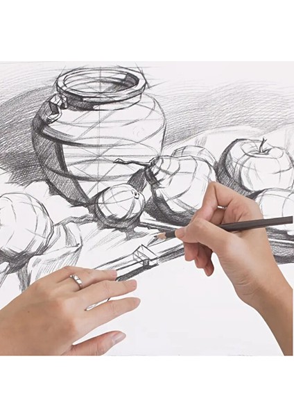 Kara Kalem Çizim Seti, Eskiz Kalem Seti, Dereceli Kalem Set, Tonlama-Rulo Kalemlikli-34 Parça modelleri