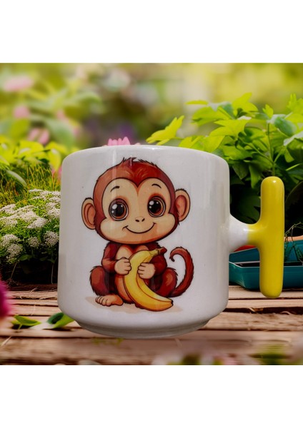 Sevimli Maymun Çift Taraf Baskılı Kupa- Seramik Çay, Kahve Hediyelik Bardağı fiyatları