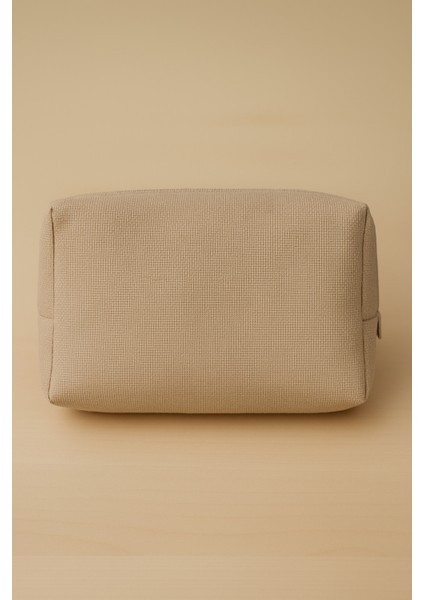 Bej Kahve Su Iticili Çok Amaçlı Makyaj ve Saklama Çantası