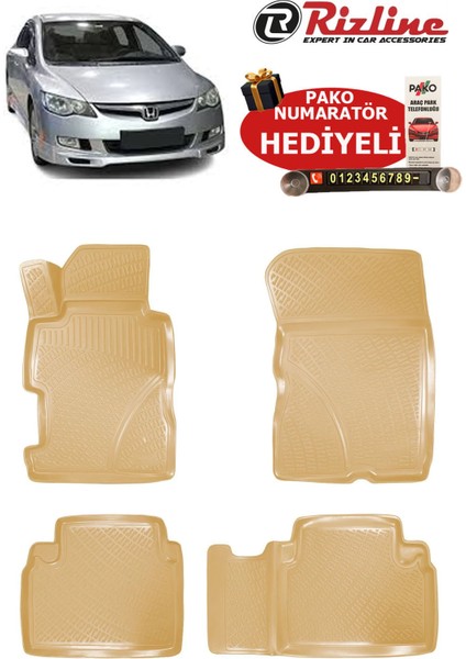Honda Civic Fd6 2006-2012 Arası Havuzlu Paspas Bej