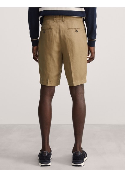 Keten Karışımlı Tek Pile Şort