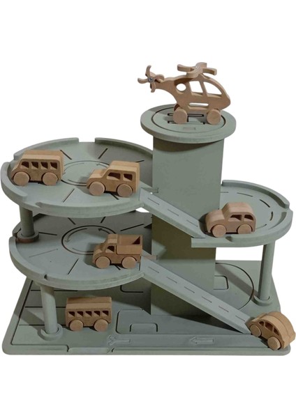 Mdf Boyalı Oyuncak Otopark