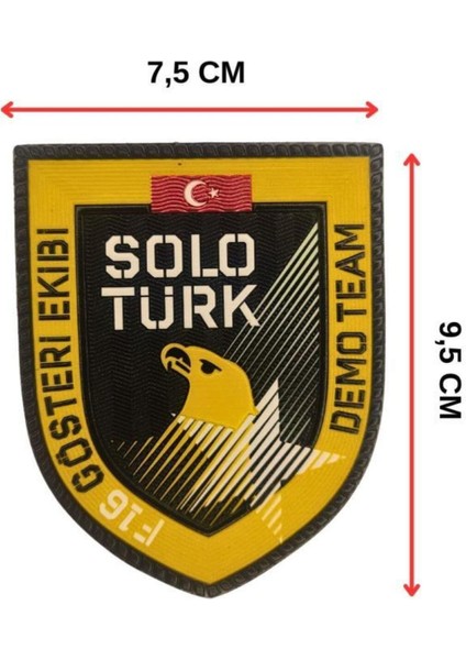 "SoloTürk Gösteri Ekibi" Patch Cırtlı, Arma 9.5 cm 3d, SOLO TÜRK Yeni Model Tip