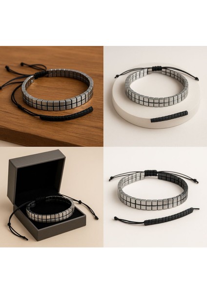 2’li Hematit Bileklik Seti – El Işçiliği, Doğal Taş, Ayarlanabilir Özel Tasarım fırsatları