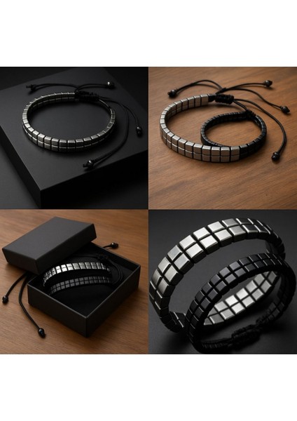 2’li Hematit Bileklik Seti – El Işçiliği, Doğal Taş, Ayarlanabilir Özel Tasarım indirimleri