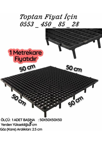 50CM X50CM x 8 cm Yükseklikte Plastik Güvercin Kümes Taban Izgarası (Siyah) fiyatları