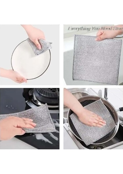 Clenıng Towel Microfiber Telli Çizmez Bulaşık Bezi Çift Katlı 4'lü 20X20CM