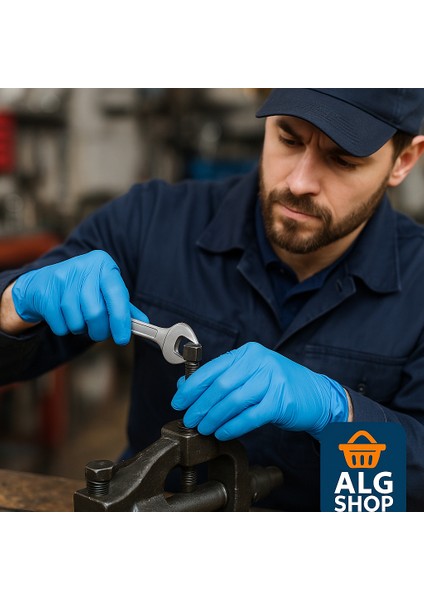 100 Adet Mavi Nitril Flex Eldiven M Pudrasız Hijyenik Sağlam Iki Ele Uyumlu Çalışma Mutfak Eldiven