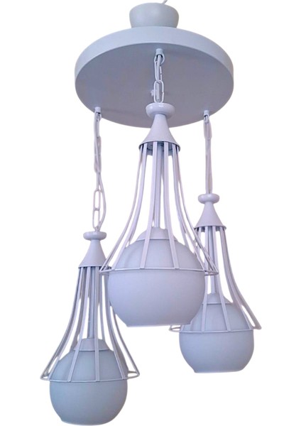 Huni 3'lü Sarkıt Avize – Beyaz Metal Başlık , Beyaz Cam Top, Modern Tekli Avize | E27 Uyumlu, Yerli Üretim fiyatları