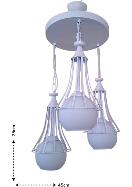 Huni 3'lü Sarkıt Avize – Beyaz Metal Başlık , Beyaz Cam Top, Modern Tekli Avize | E27 Uyumlu, Yerli Üretim modelleri