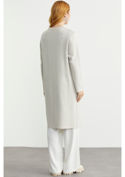 Uzun Cep Detaylı Yünlü Triko Hırka - Taş indirimleri