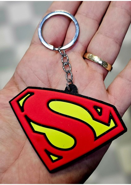 Dükkan Desin Çift Taraflı Superman Yumuşak Silikon Anahtarlık