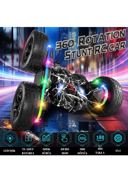 Uzaktan Kumandalı Araba 4x4 Akrobatik LED Işıklı Sarj Edilebilir 2.4ghz modelleri