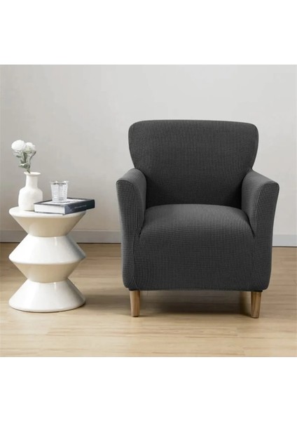 Streç Lastikli Esnek Yikanabilir Kare Desen Berjer Bir Kişilik Koltuk Örtüsü Koltuk Kılıfı (Bir Adet)