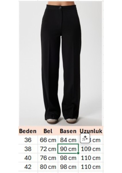 Kadın Tina Tok Dokulu Düğmeli Siyah Palazzo Pantolon 5156