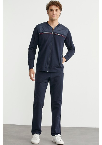 Dik Yaka Fermuarlı Eşofman Takım - Lacivert modelleri