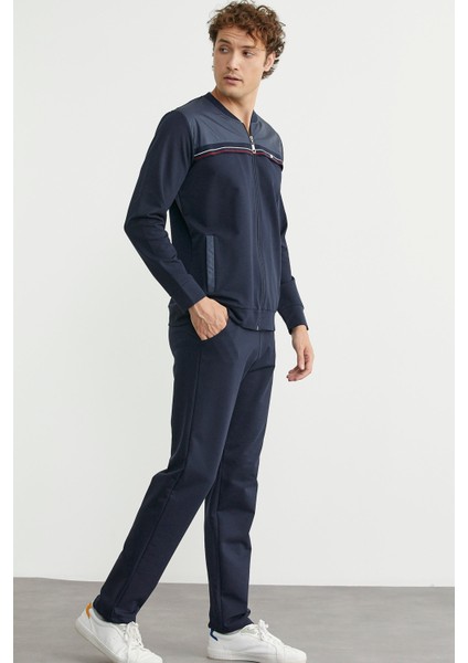 Dik Yaka Fermuarlı Eşofman Takım - Lacivert indirimleri