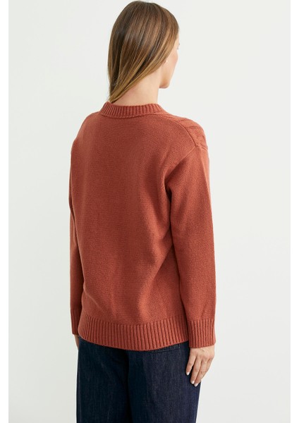 Inci Düğme Detaylı Triko Hırka - Taba indirimleri