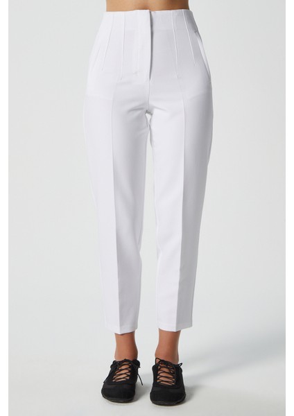 Kadın Jeremy Tok Dokulu Filetolu Ekru Havuç Pantolon 5113 modelleri