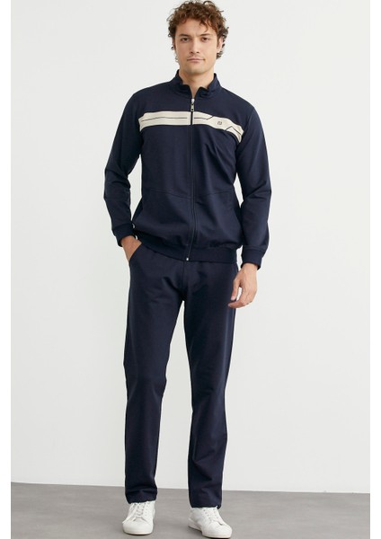 Fermuarlı Dik Yaka Eşofman Takım - Lacivert