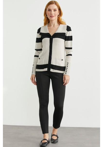 Şal Yaka Düğmeli Yün Triko Hırka - Taş fiyatları