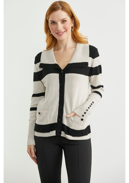 Şal Yaka Düğmeli Yün Triko Hırka - Taş fırsatları