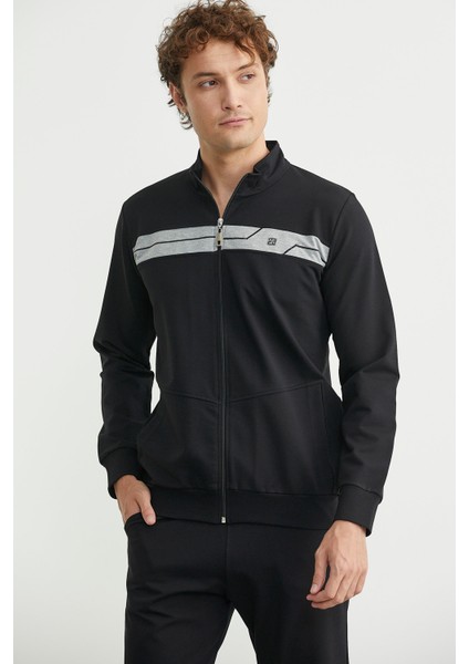 Fermuarlı Dik Yaka Eşofman Takım - Siyah modelleri