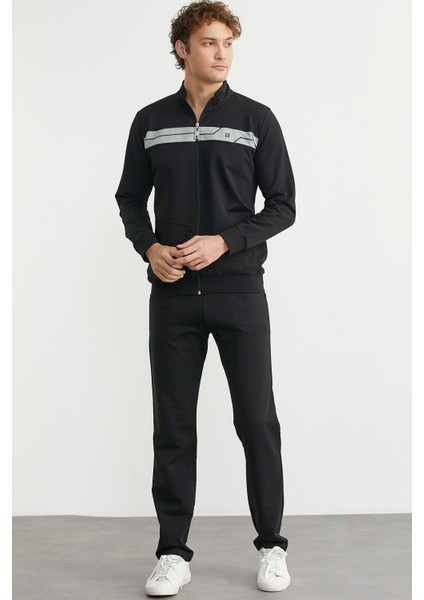 Fermuarlı Dik Yaka Eşofman Takım - Siyah fırsatları