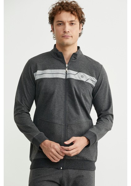 Fermuarlı Dik Yaka Eşofman Takım - Antrasit modelleri