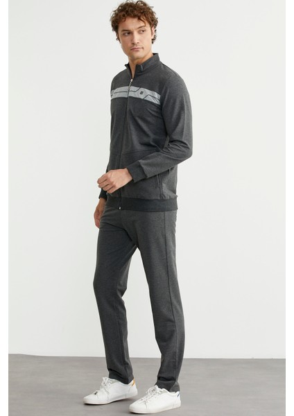 Fermuarlı Dik Yaka Eşofman Takım - Antrasit indirimleri