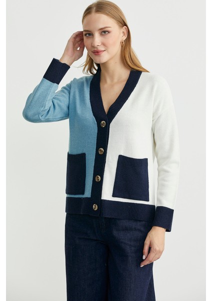 Renk Geçişli Oversize Yünlü Triko Hırka - Kemik fiyatları