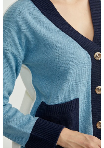 Renk Geçişli Oversize Yünlü Triko Hırka - Kemik fırsatları