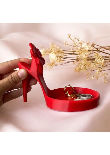 Ceresshop Topuklu Ayakkabı Tasarımlı Takı Organizer – Şık ve Dekoratif Takı Standı Kırmızı fırsatları
