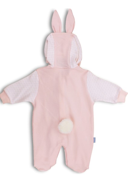 Tavşan Kostüm Önden Açık Kapşonlu Bebek Tulumu Romper %100 Pamuk ( Arkası Ponponlu ) indirimleri