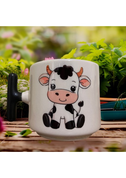 Sevimli Inek Çift Taraf Baskılı Kupa- Seramik Çay, Kahve Hediyelik Bardağı