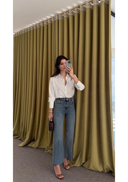 Koyu Kar Yıkamalı Flare Jean