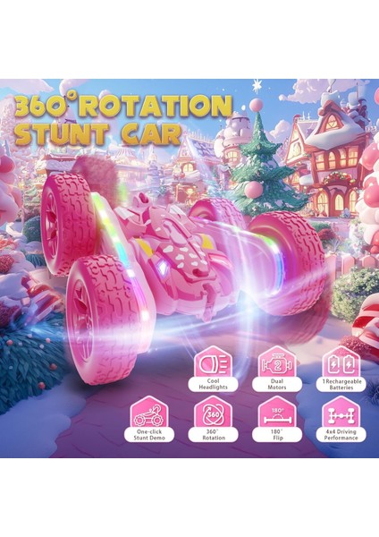 Uzaktan Kumandalı Araba 4x4 Akrobatik LED Işıklı Sarj Edilebilir 2.4ghz Pembe fiyatları