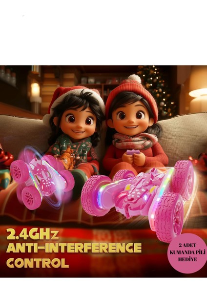 Uzaktan Kumandalı Araba 4x4 Akrobatik LED Işıklı Sarj Edilebilir 2.4ghz Pembe modelleri