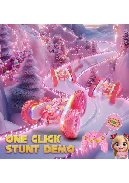 Uzaktan Kumandalı Araba 4x4 Akrobatik LED Işıklı Sarj Edilebilir 2.4ghz Pembe fırsatları