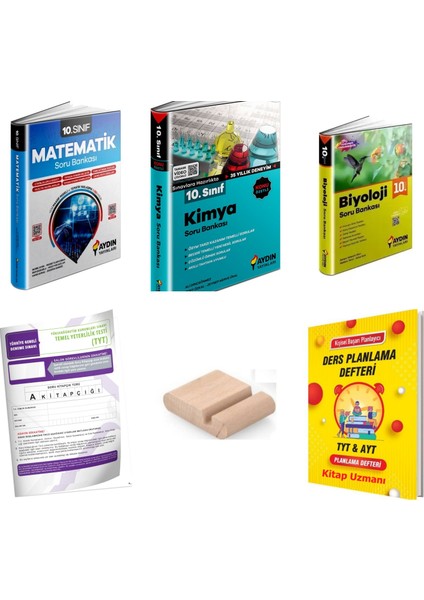 10.sınıf Biyoloji Kimya Matematik Soru Bankası Yeni Müfredat+Plan Defteri+Telefon Tutucu+Deneme