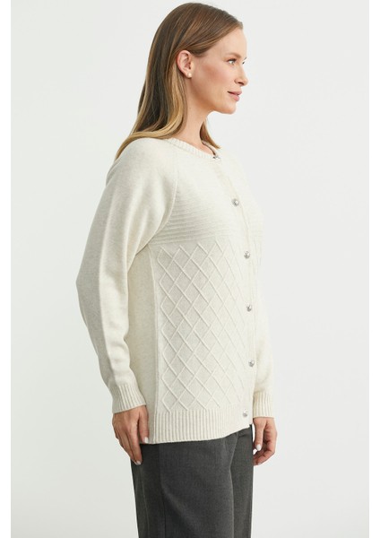 Bisiklet Yaka Motifli Triko Hırka - Taş fırsatları