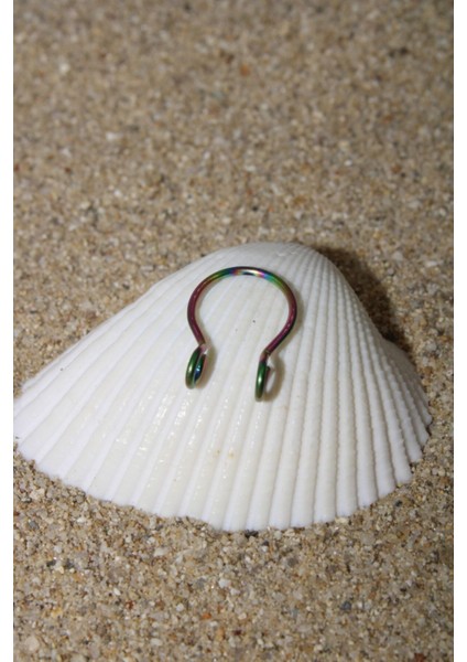 Piercing Septum Piercing Fake Sıkıştırma Cerrahi Çelik Gökkuşağı Renk