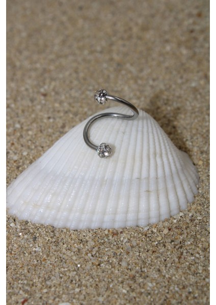 Piercing Şambala Piercing Cerrahi Çelik Zirkon Taşlı Kıkırdak Tragus Conch Helix Spiral Silver Renk