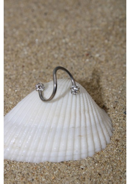 Piercing Şambala Piercing Cerrahi Çelik Zirkon Taşlı Kıkırdak Tragus Conch Helix Spiral Silver Renk fiyatları