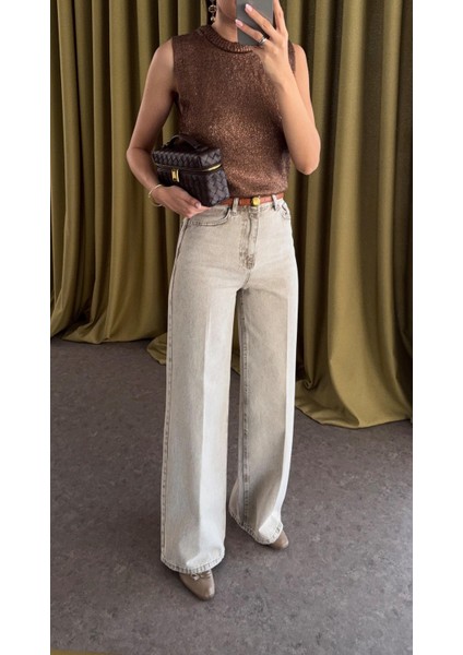 Kahve Yıkamalı Palazzo Jean indirimleri